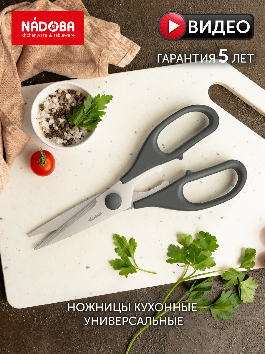 Универсальные кухонные ножницы, для рыбы, разборные, 20см, NADOBA — фото 2