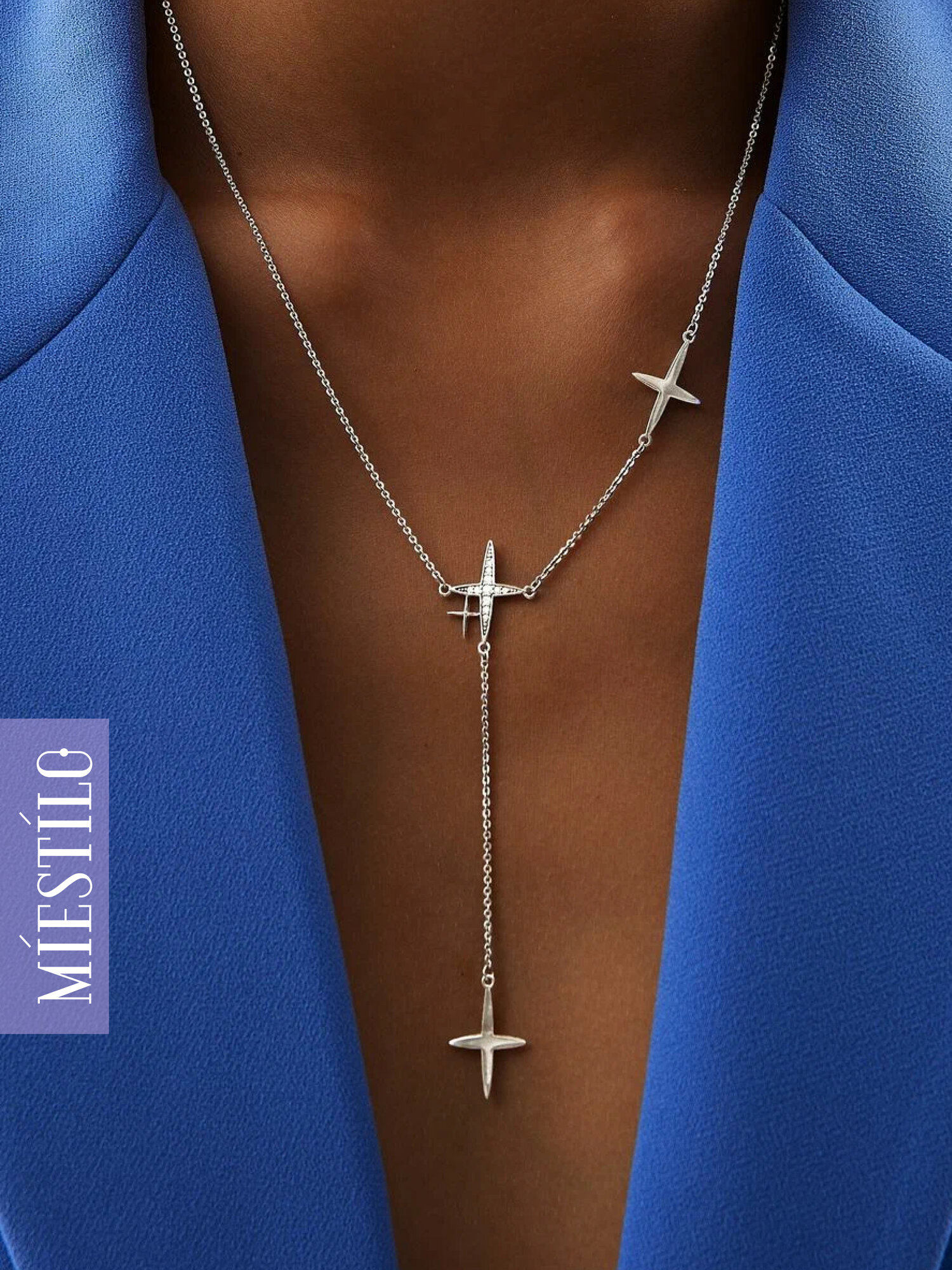 Колье MIESTILO, серебро, 925 проба, родирование, фианит