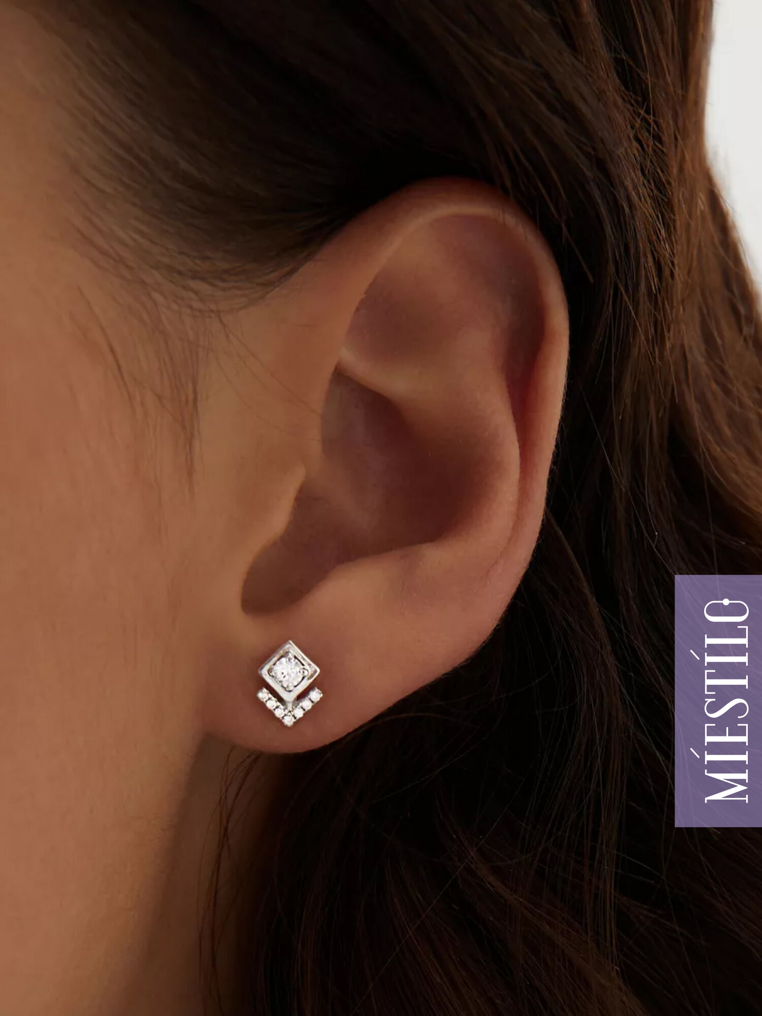 Серьги MIESTILO, серебро, 925 проба, родирование, фианит