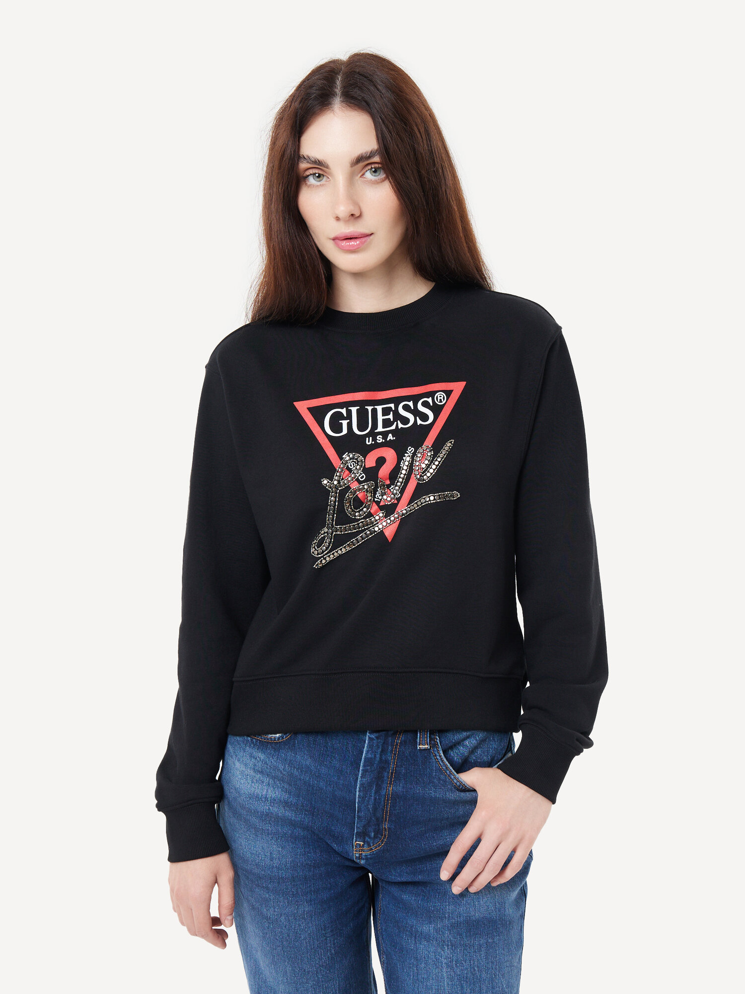 Джемпер GUESS CN STUDDED LOVE SWEATSHIRT