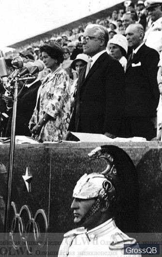 Президент Италии открывает олимпиаду 1960