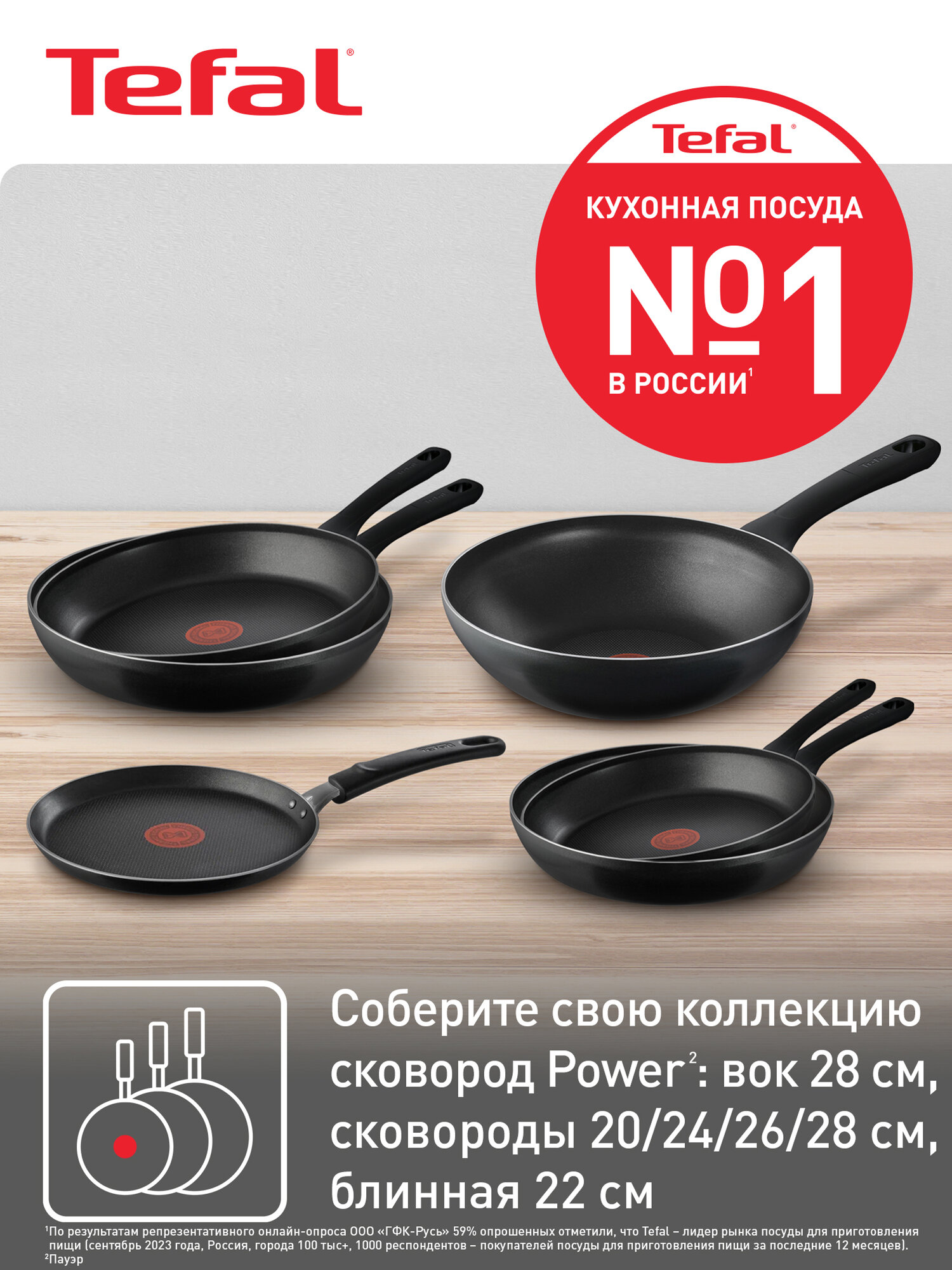 Сковорода Tefal Power 20 см, с индикатором температуры, с антипригарным покрытием, для газовых и электрических плит — фото 2