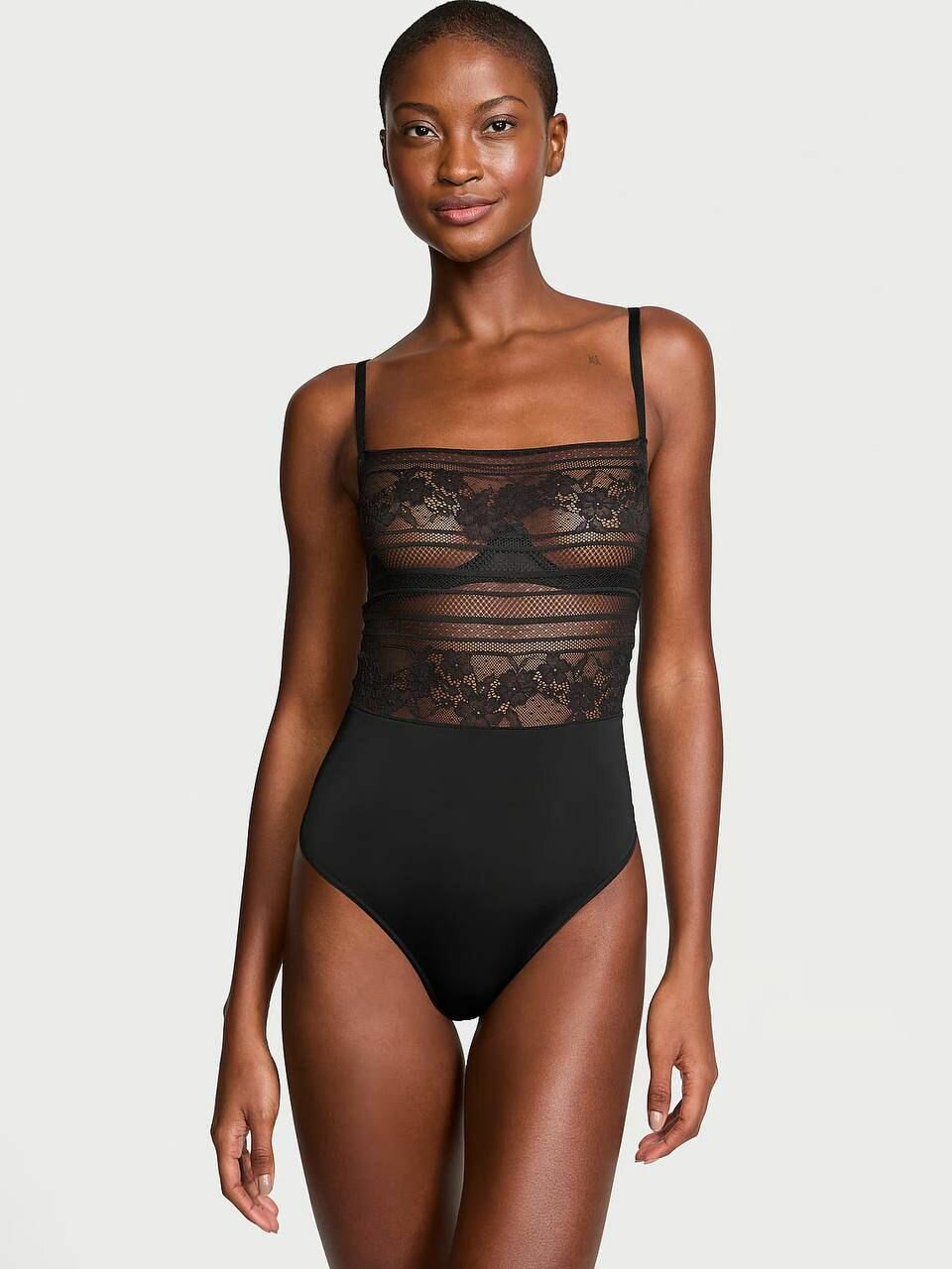 Боди бельевое Victoria's Secret Lacie Striped Floral Underwire Bodysuit