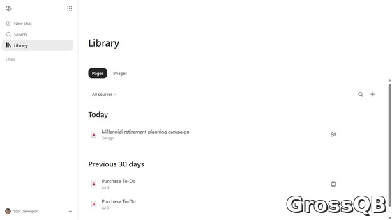 Copilot в Microsoft 365: скриншот интерфейса с перечнем страниц