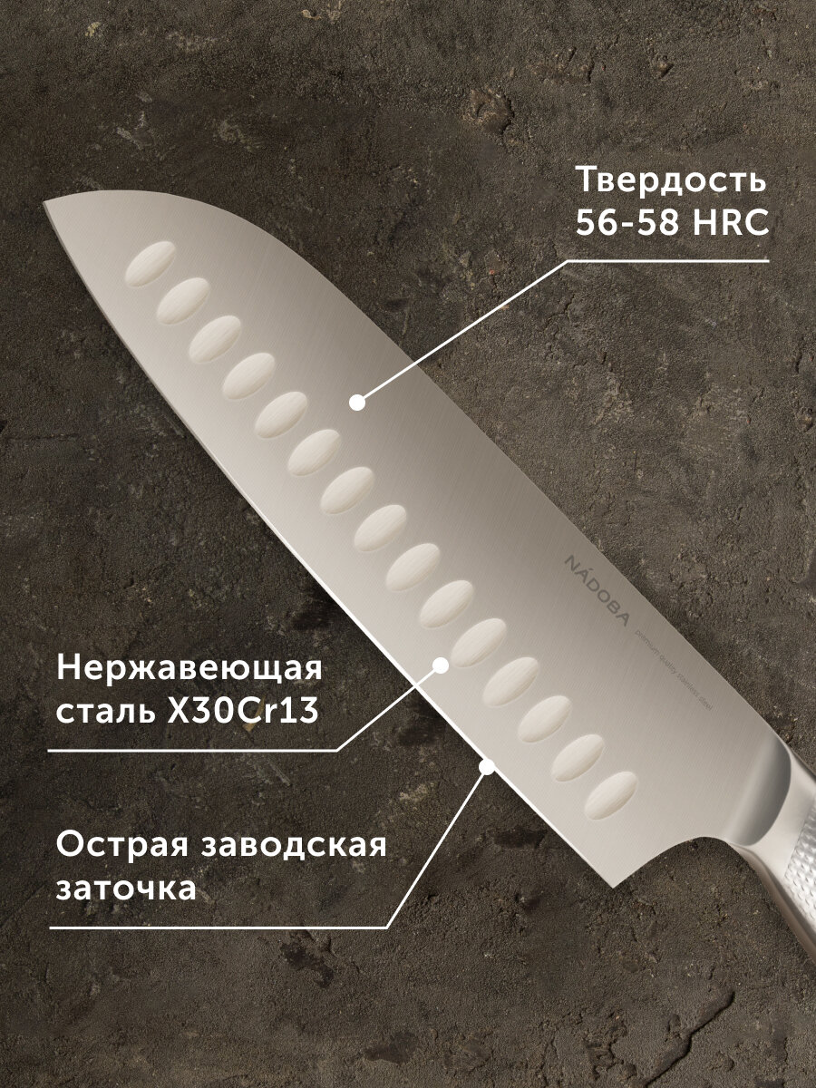 Нож кухонный, шеф нож, профессиональный для мяса птицы и рыбы, 18 см, NADOBA — фото 2