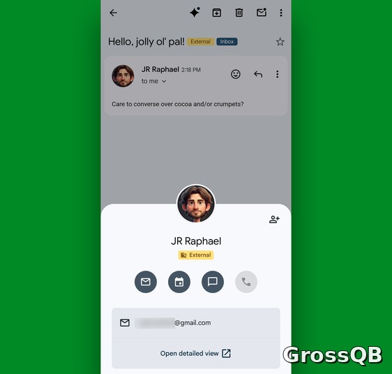В Gmail для Android появился новый панель управления контактами
