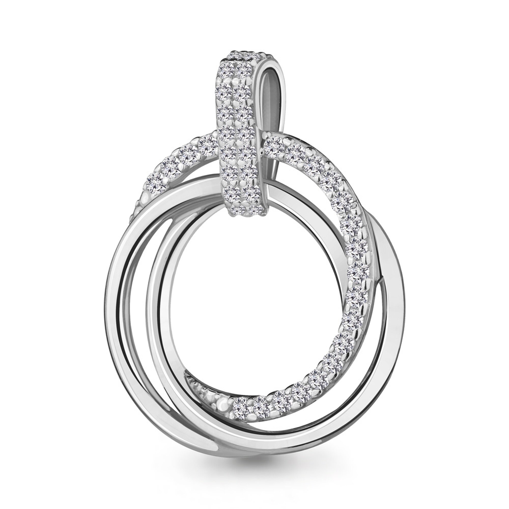 Подвеска Diamant online, серебро, 925 проба, родирование, фианит — фото 1