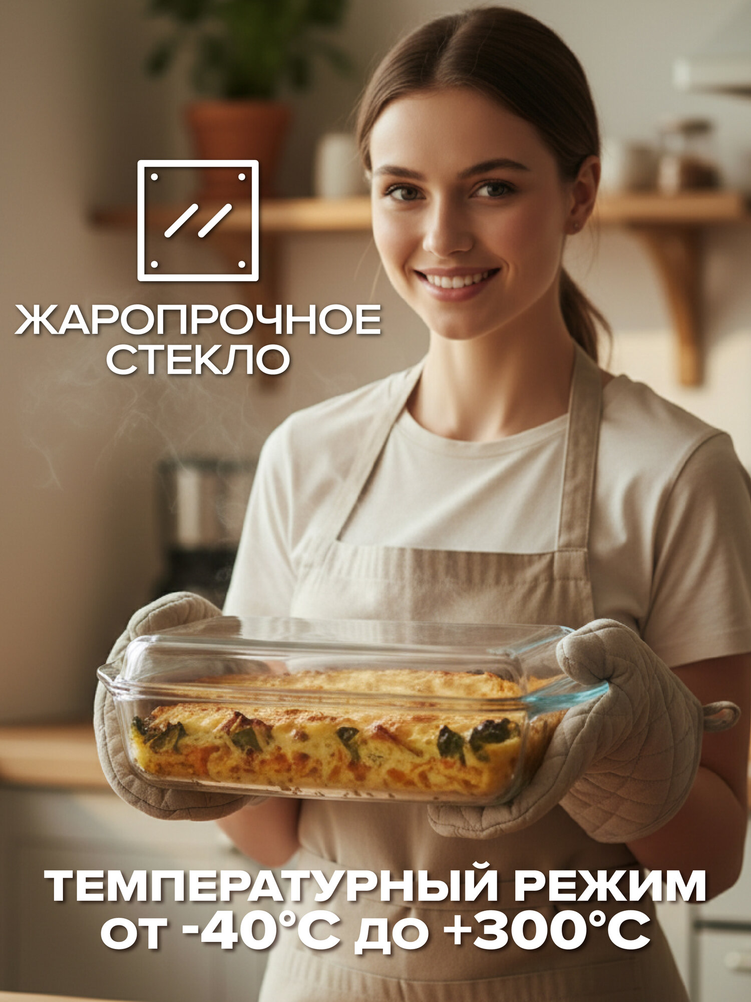 Форма для запекания с крышкой, BORCAM, 2750+1375 мл, из жаростойкого стекла — фото 2