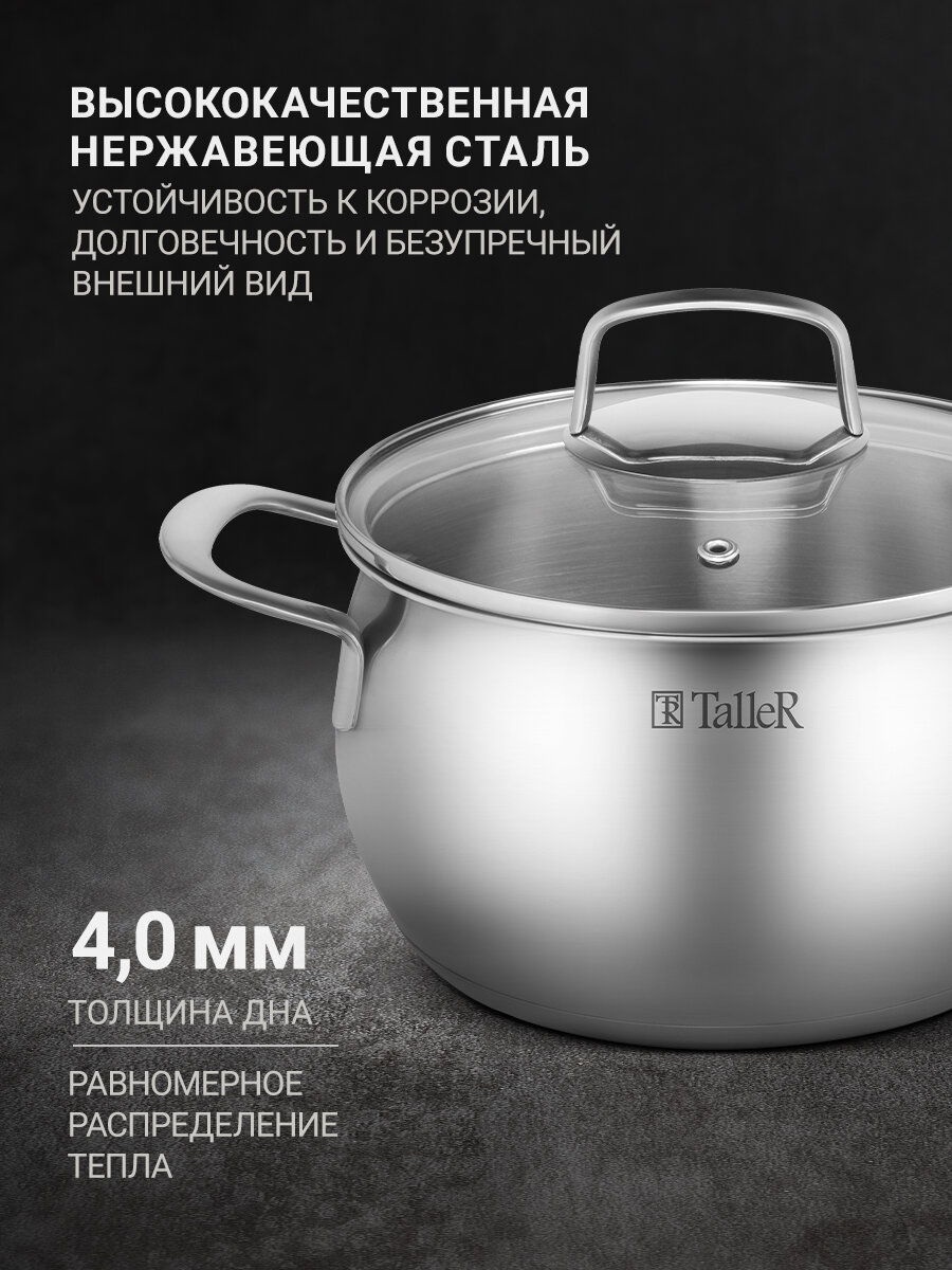 Кастрюля с крышкой TalleR TR-11052 Сфера, 2,8 л, для всех типов плит — фото 2