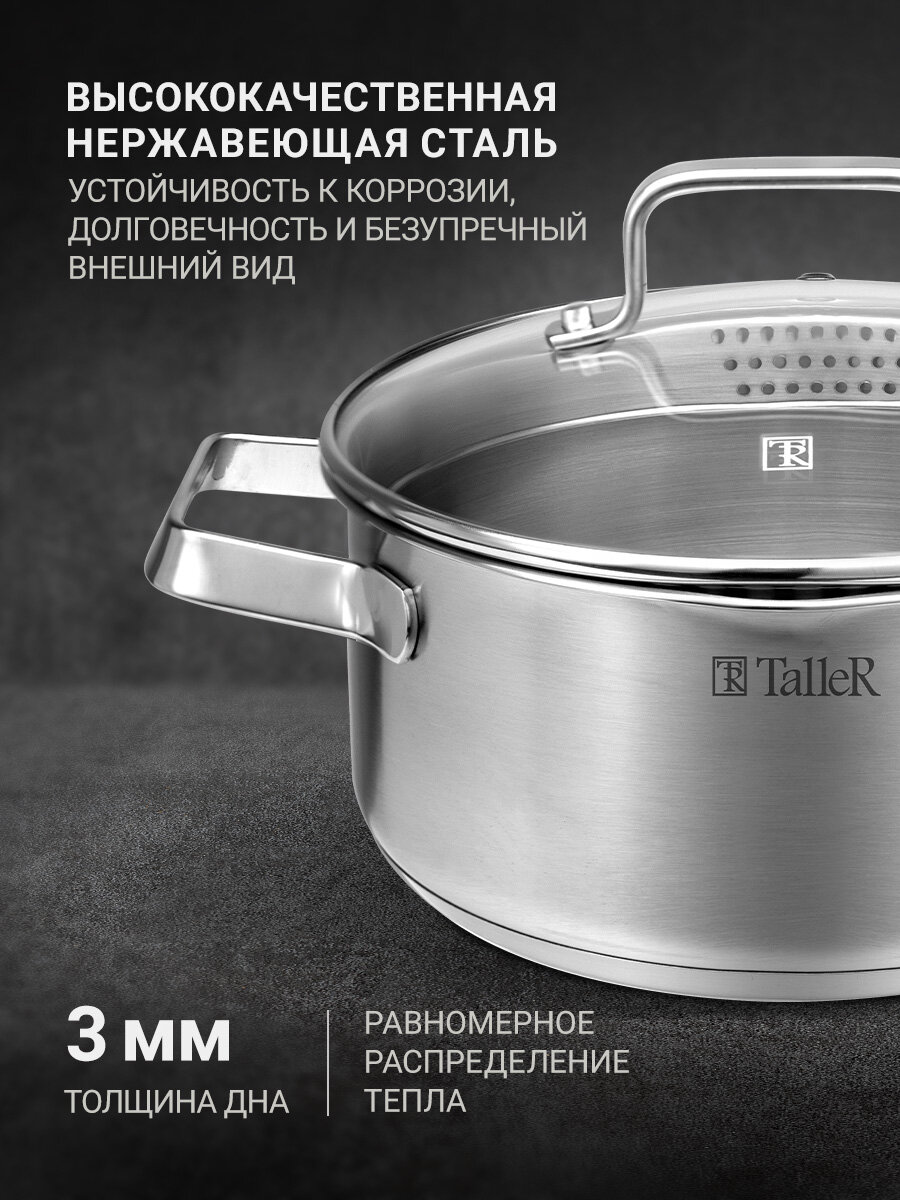 Набор посуды TalleR TR-17300 Практика из нержавеющей стали, 4 предмета — фото 2